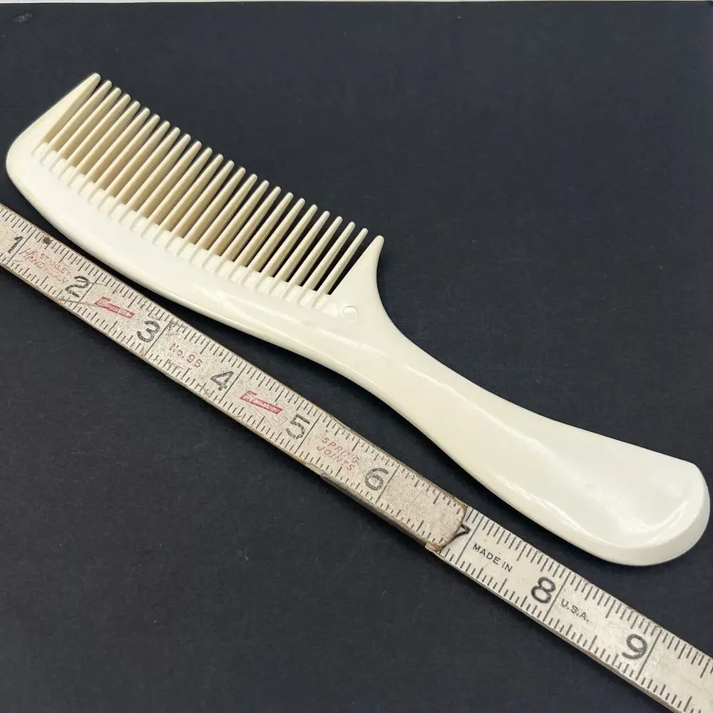 Vtg Lg Clinique Hair Comb Wide Tooth Detangling White Plastic Handle 9